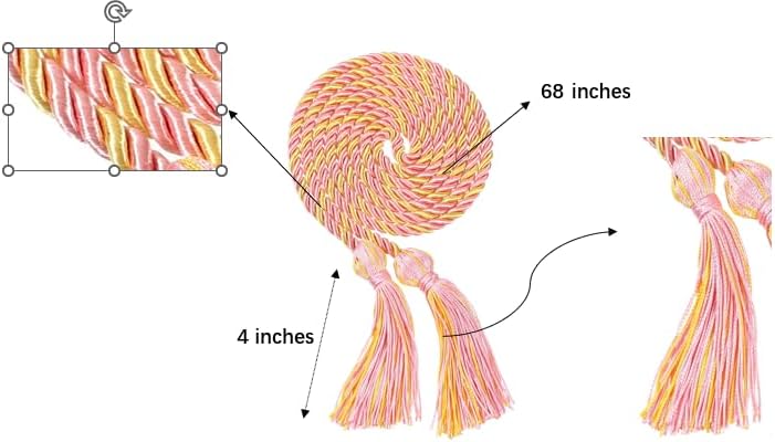 Erligo 2Pcs Graduation Multi Color Braided Honor Cords with Tassel for High School Bachelor Master Doctor 68" Long (Pink Gold) - Image 3